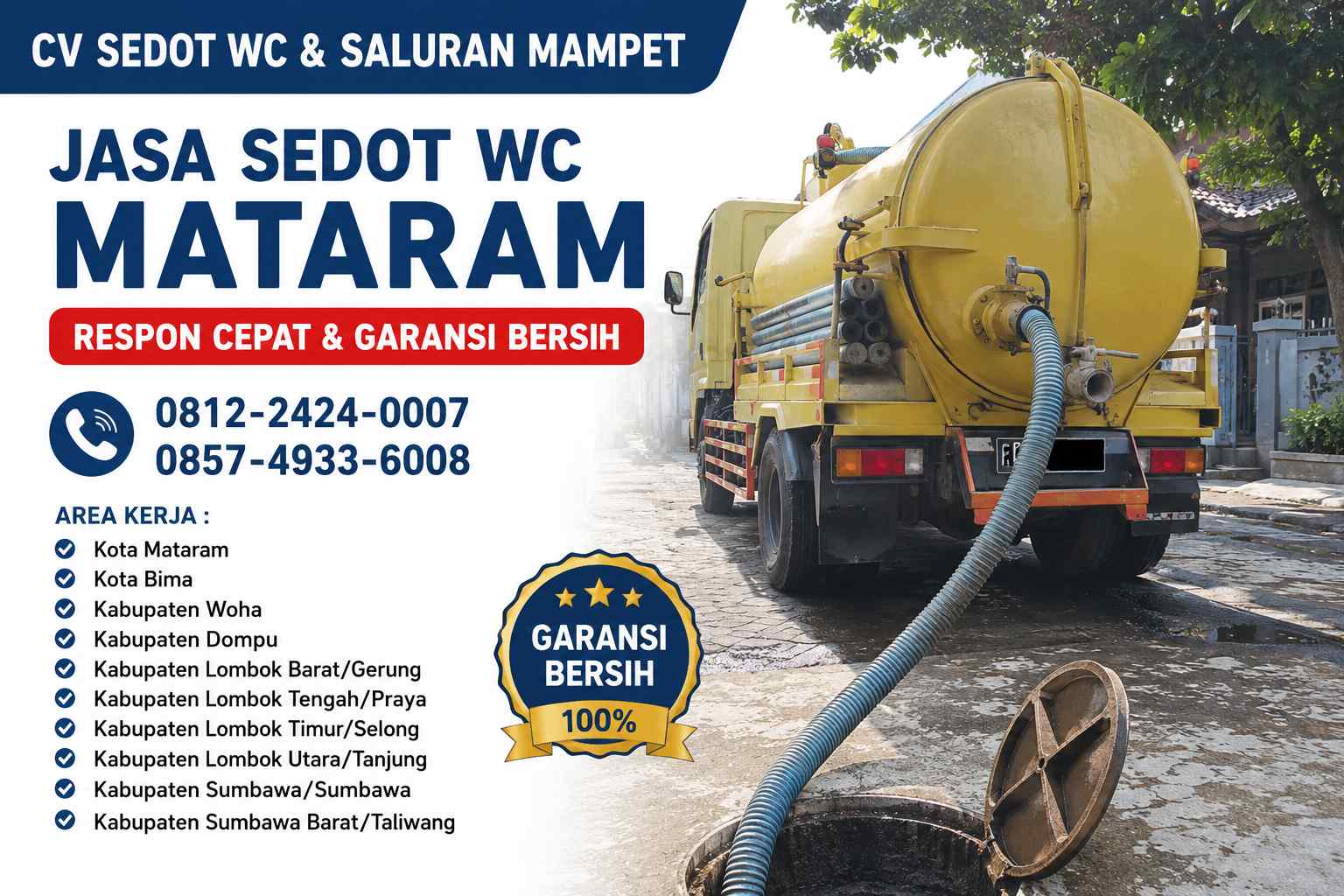 Jasa Sedot WC Mataram 0812-2424-0007 - Respon Cepat & Garansi Bersih
